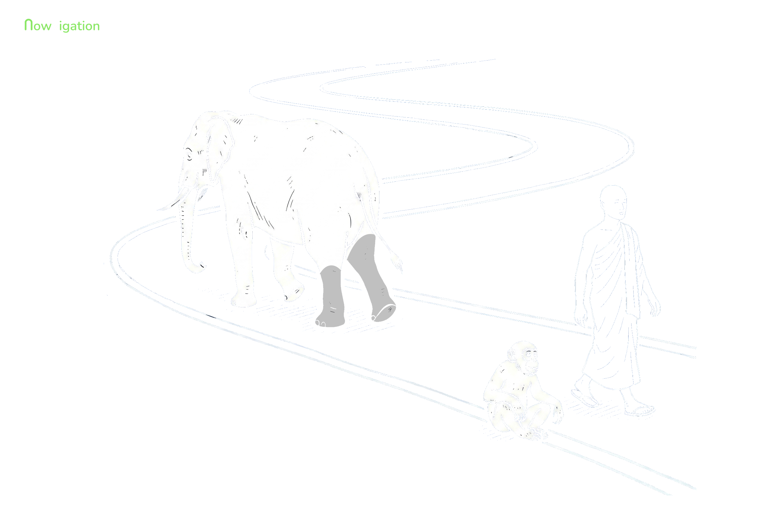 Nine Stages of Shamatha meditation - stage seven Complete Pacification, the monkey departs and thoughts no longer cling, Nowvigation illustration