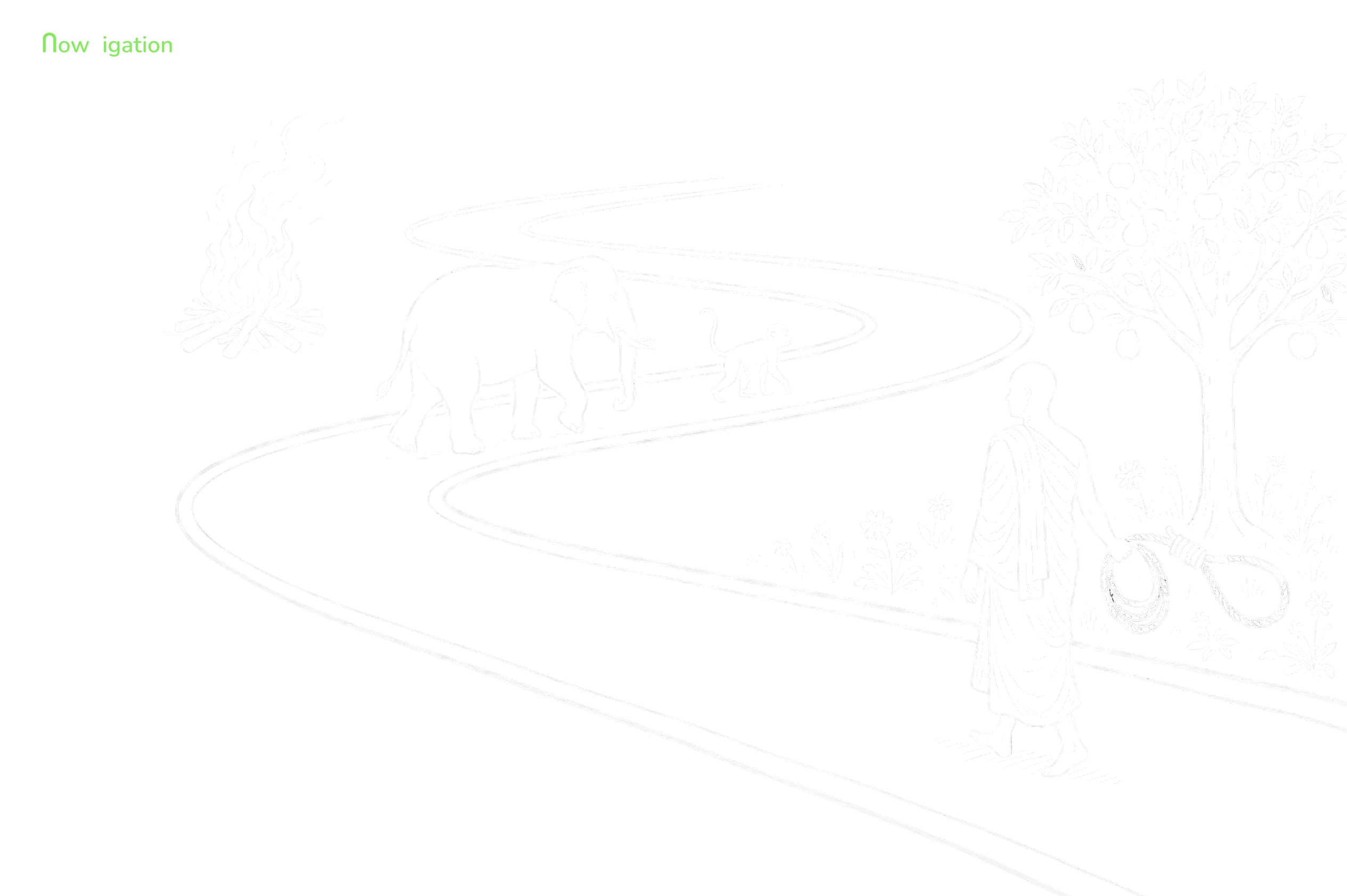 תשעת שלבי הריכוז - ציור שני: המשך הקשב, הפיל והקוף מתחילים להלבין בראשם, עיבוד Nowvigation